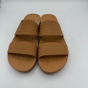 Reef Women's Water Vista Slide Sandals Size 9 Rubber Tan Wedge Heel Slip On